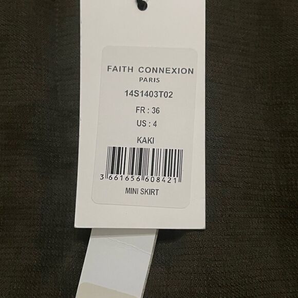 Faith Connexion Paris Linen Blend Skirt‎ Size 4 Army Green - Picture 9 of 13